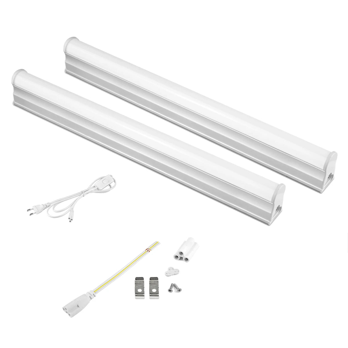 tube led blanc moderne 6w 8w 29cm 30cm aluminium lisse clips vis