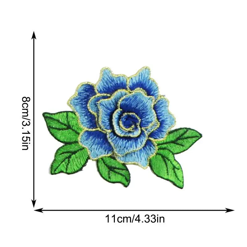 broderies 3d fleurs roses pivoines adhésif transparents motifs floraux couleurs bleues vertes rouges jaunes