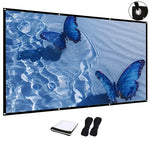 écran projection pliable noir papillons bleus moderne boîte rangement câbles noirs 330cm 187cm