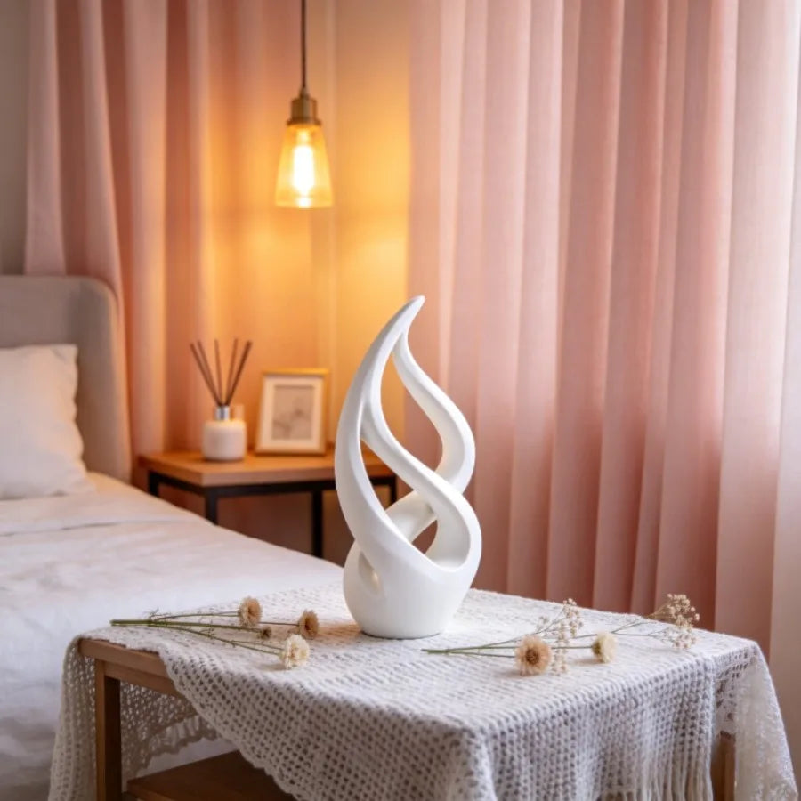 sculpture décorative moderne blanc forme ondulée contemporaine intérieur élément