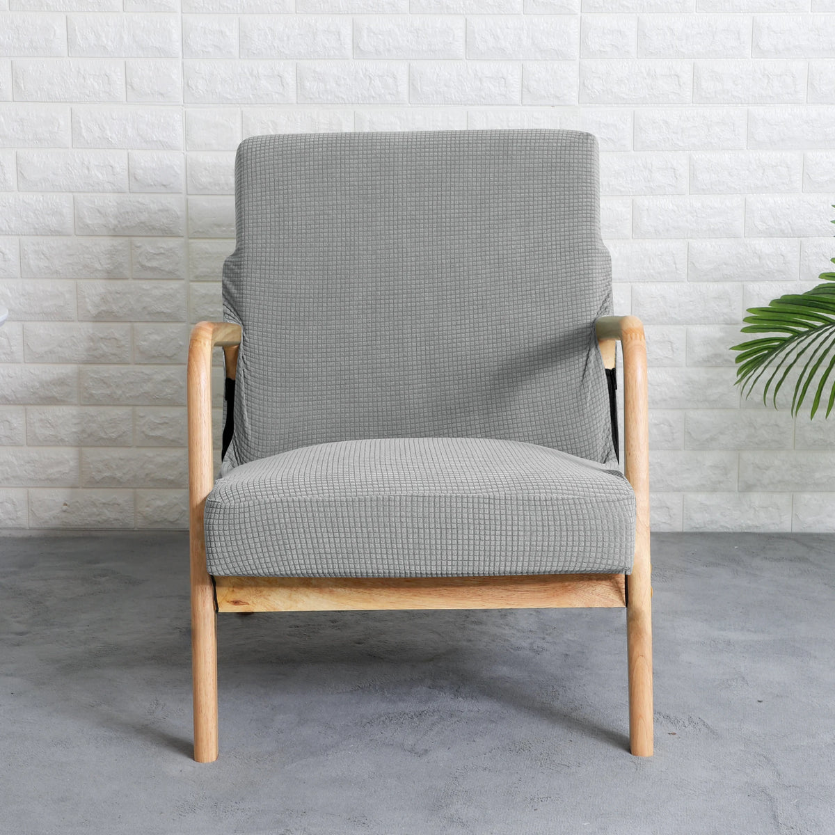 housses fauteuil moderne gris carreaux stretch résistante eau fermeture éclair décoration maison simple