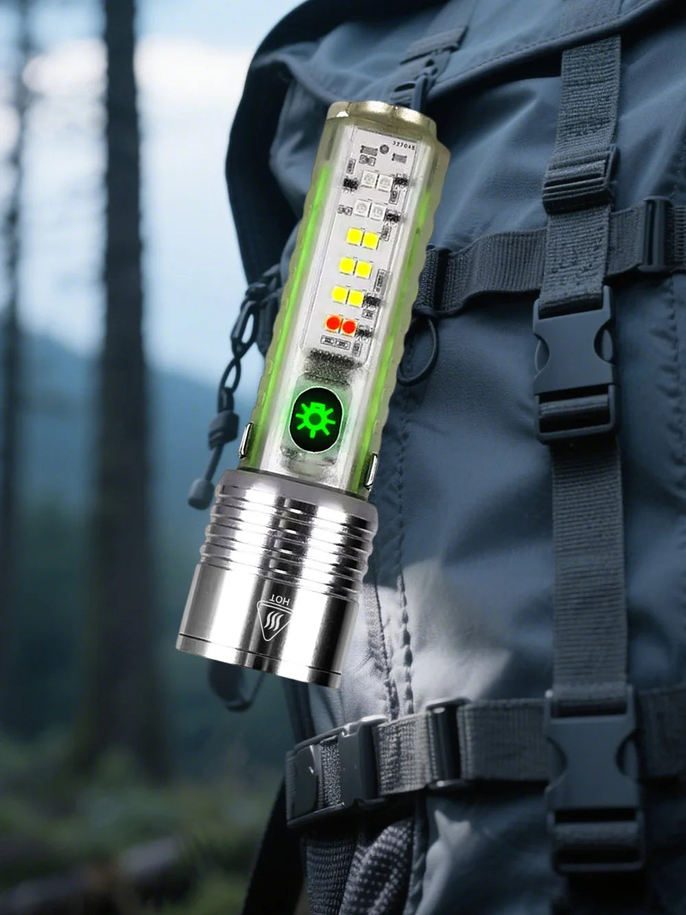 lampe torche led puissante rechargeable panneau solaire intégré lumière intense résistante chocs auto défense