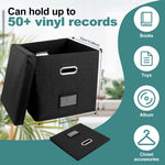 boîtes rangement vinyles moderne 33cm pièces noir poignées fermeture scratch respectueux environnement