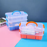 boîte rangement transparente moderne multicolore compartiments réutilisable plastique respectueux environnement poignées détachables