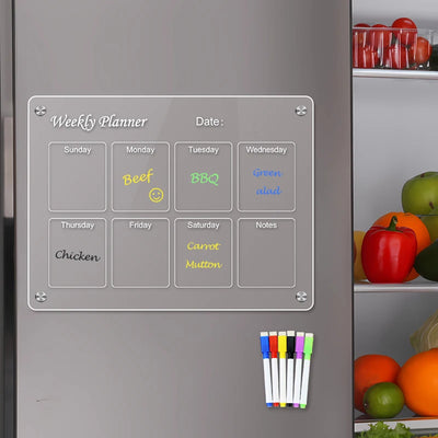 Aimants acrylique transparent calendrier réfrigérateur déco vue d'ensemble