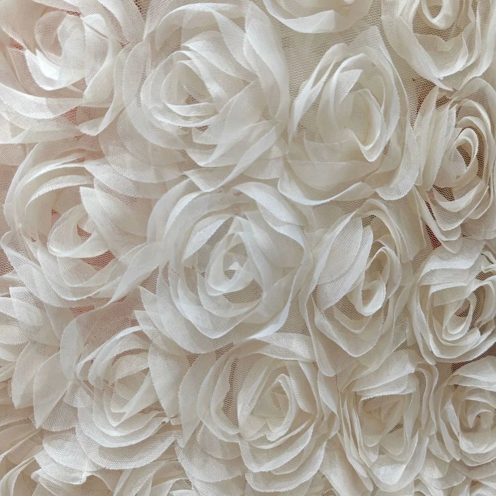 ruban forme roses tissu semi transparent polyester décoration robe mariée occasionnelle romantique blanc roseclair