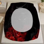 drap housse imprimé chat noir roses rouges coton polyester moderne graphique lit chambreDecoration