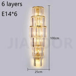 applique murale moderne cristal doré tubes horizontaux lumière led salon luxe élégant