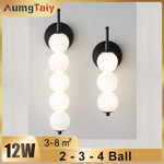 appliques murales modernes boules effet cristallisé noir blanc or led 45x45cm