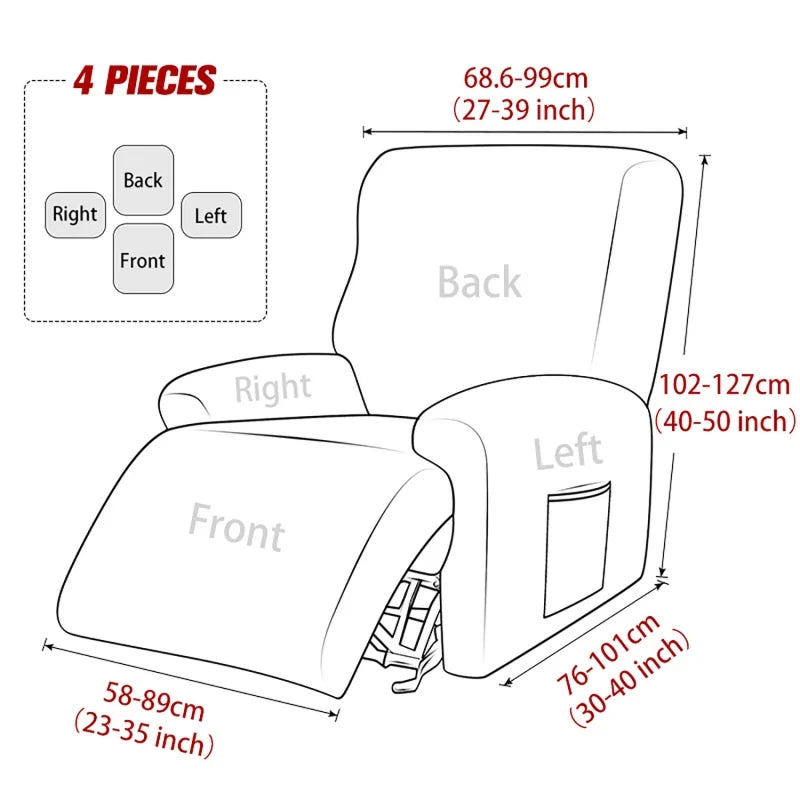 Housse fauteuil relax gris feuilles stylisées moderne poche lavable machine automne hiver