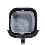 plateau silicone air fryer poignées côtés frites nervures surface intérieure utilitaire gris foncé