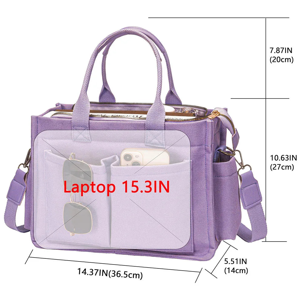 sac main femme violet uni moderne poches multiples bandoulière ajustable toile nylon