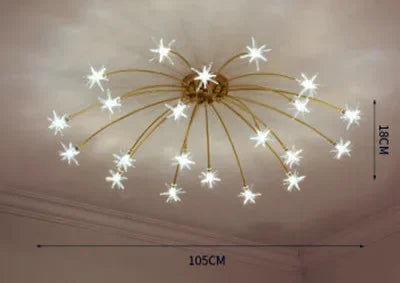 lampe chrome doré moderne étoiles lumineuses transparentes scintillantes led fixations