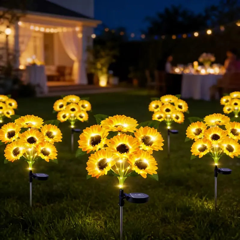 lumière solaire led tournesol bouquet jaune feuilles modernes extérieures