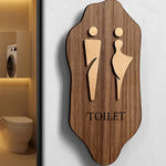 signage toilettes bois moderne panneau wc hommes femmes texte toilet men women 20x10cm