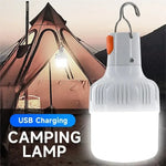 lampe camping rechargeable blanc moderne ridges verticales crochet port usb