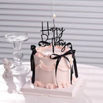 gâteau résine rose blanc motif floral rubans classique photo décoration anniversaire mẫu giả trưng