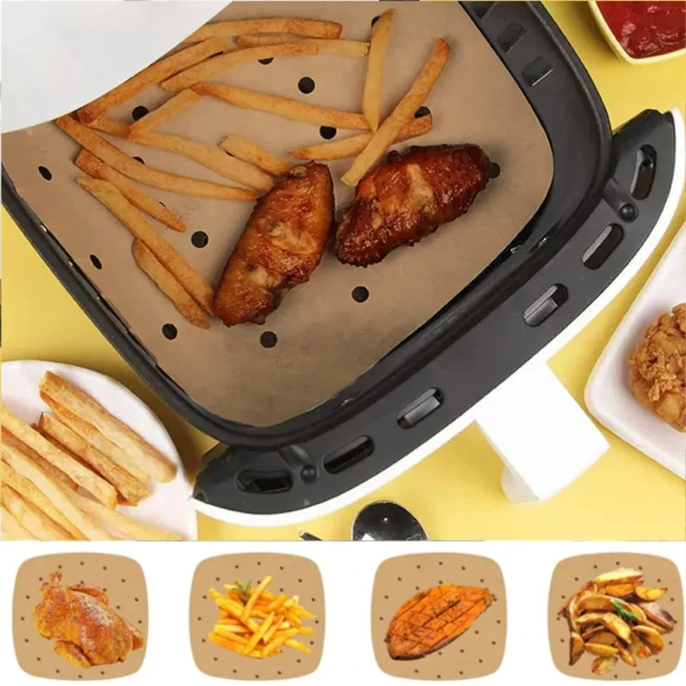 papier frire air fryer perforé moderne antiadhésif 18.5x18.5cm 20.5x20.5cm 23x23cm opaque beigeclair