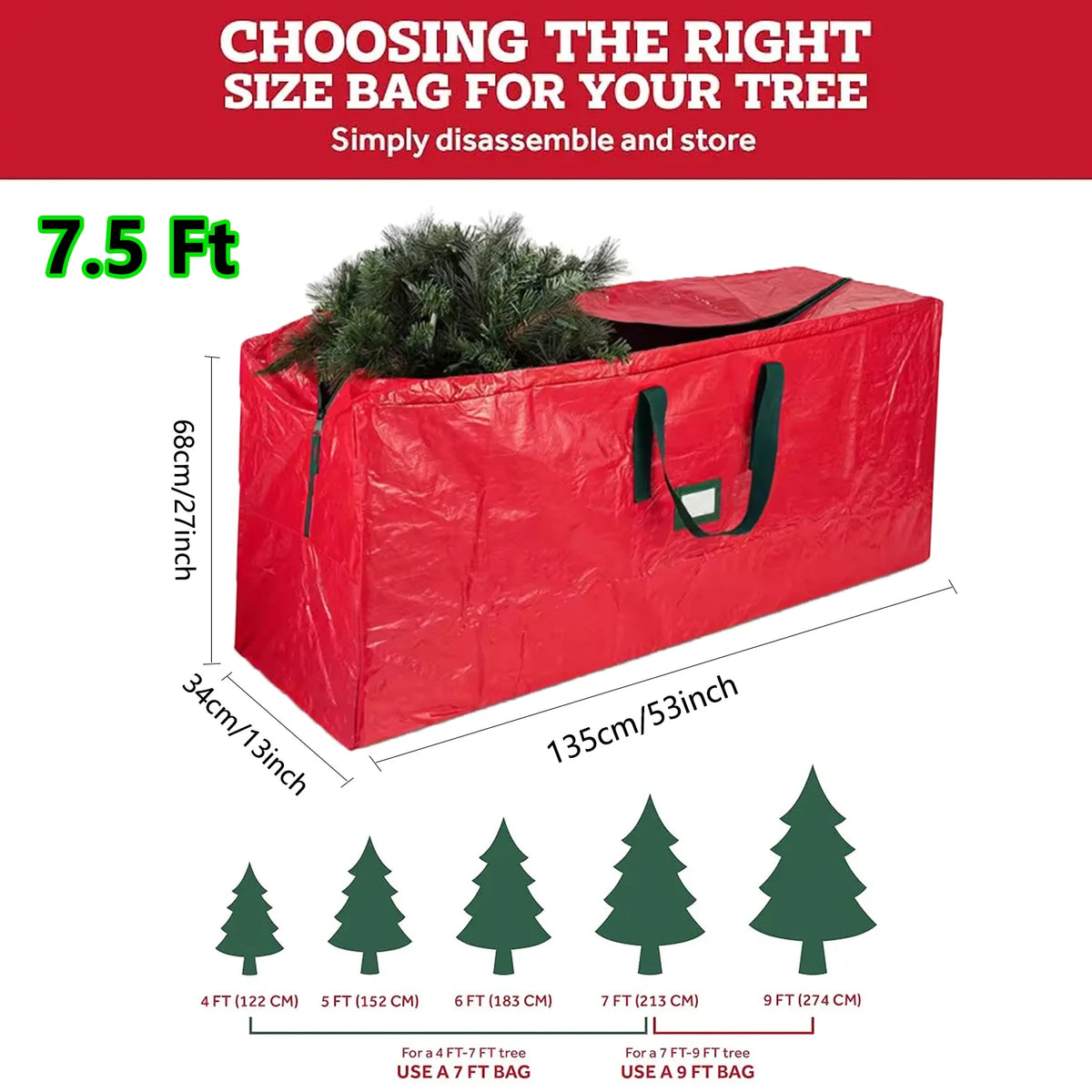 sac rangement sapin noël imperméable durable poignées robustes réutilisable extra large vert rouge gris