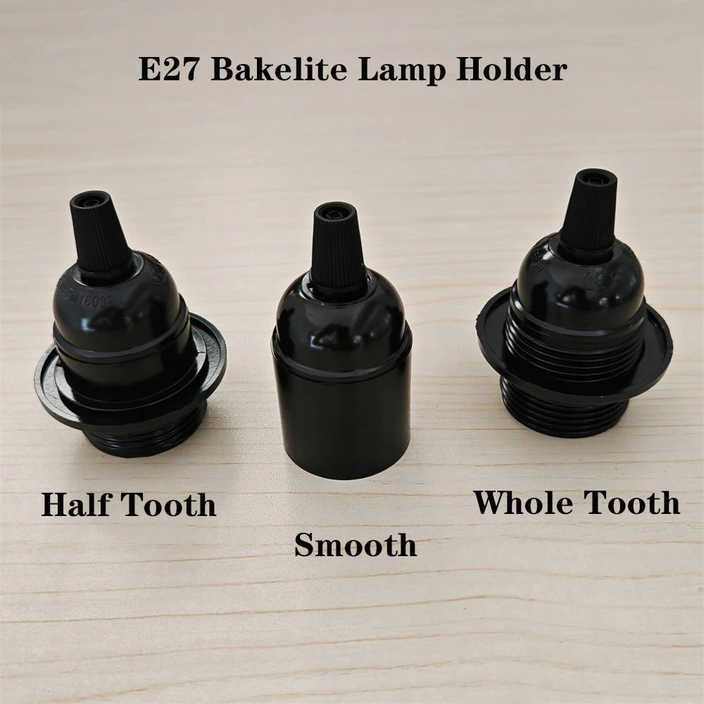 support douille ampoule e27 noir bakelite base lampe classique fixation vis matériel électrique
