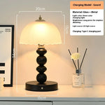 lampe table moderne verre métal rechargeable abat jour opaque minimaliste led blanc crème doré