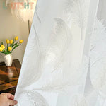 rideau moderne polyester transparent plumes maison 100cm 150cm 200cm 250cm 300cm 400cm 500cm