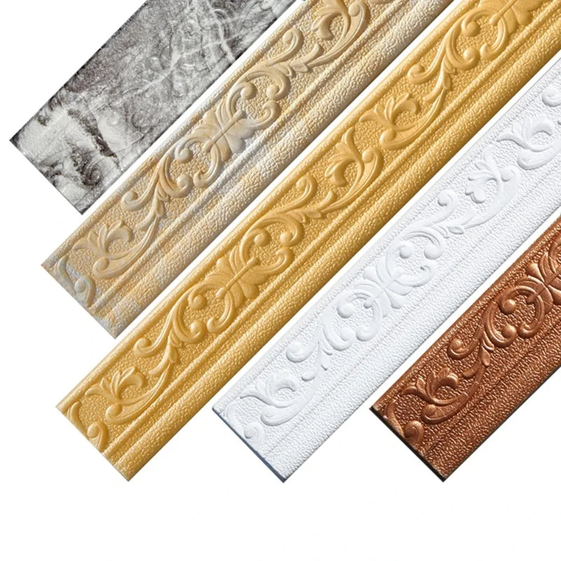 ruban decoratif autoadhesif or argent blanc ornements floraux classique 10m 8cm stickers murals