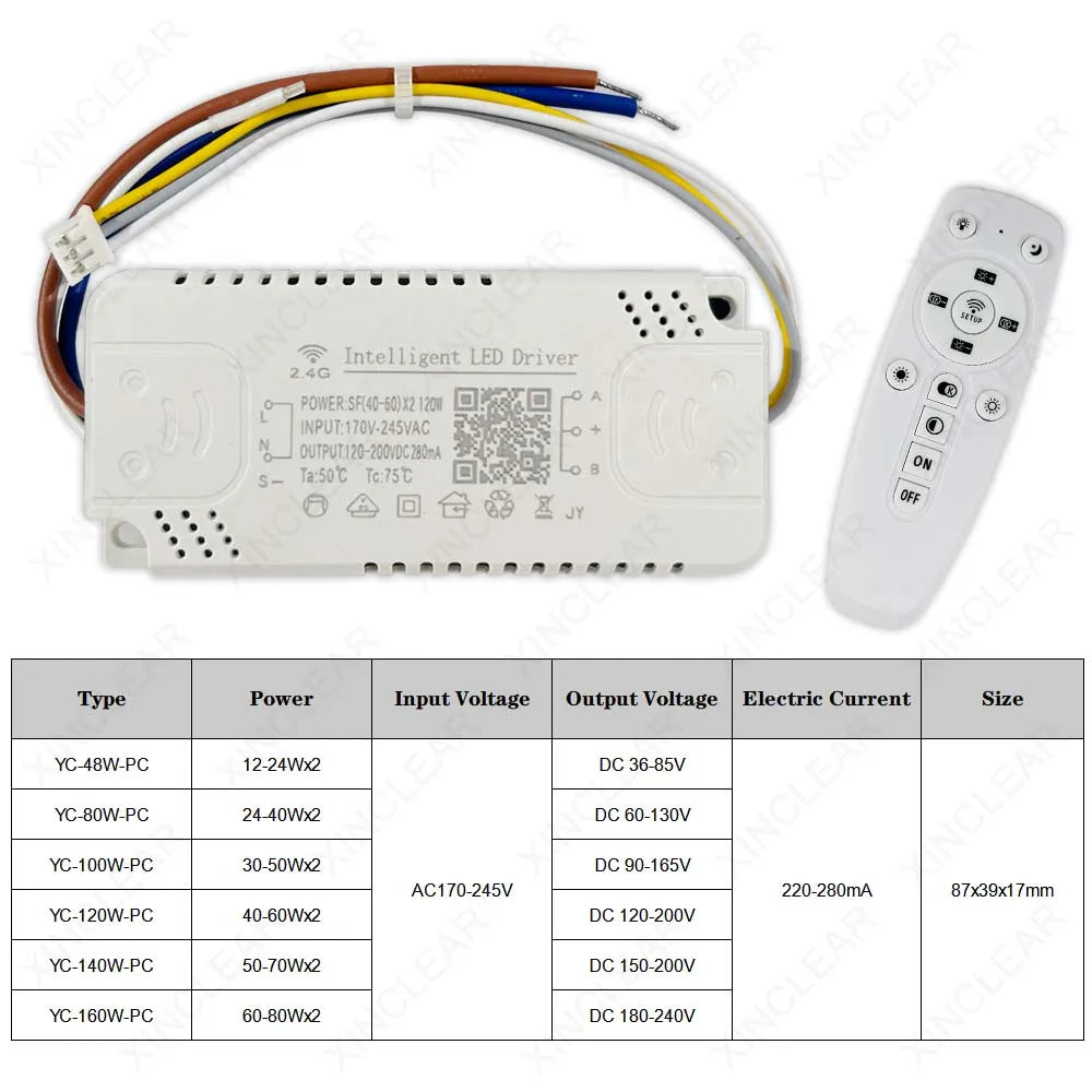 éclairage intelligent driver led 2.4g remote control app 120v 240v 12w 240w blanc moderne