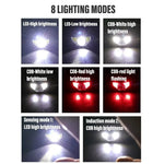 lampe frontale led rechargeable étanche camping chasse pêche travail noir rouge contrôle usb