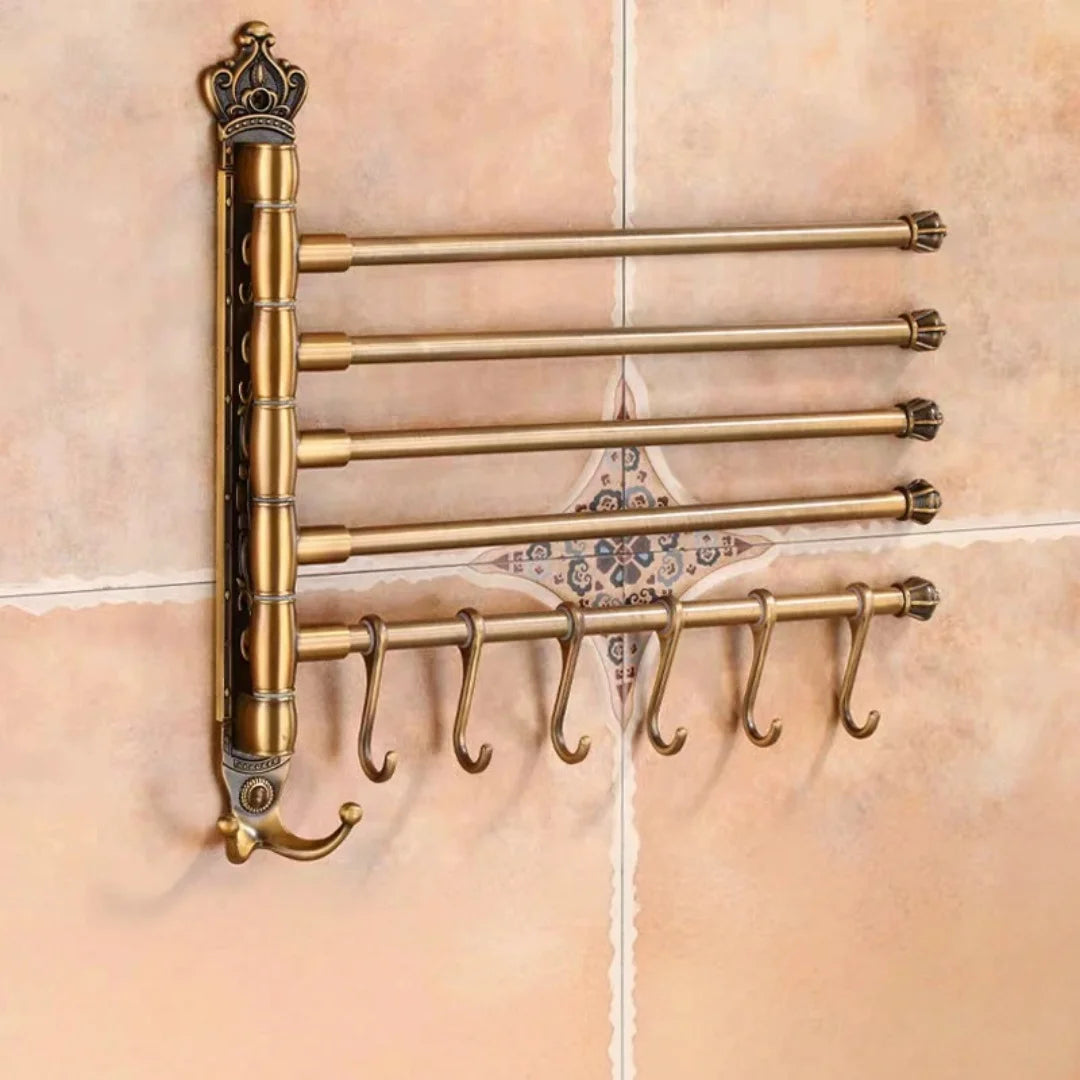 porte serviettes pivotant bronze antique ornements dorés classique vintage mural serviettes fixations visibles
