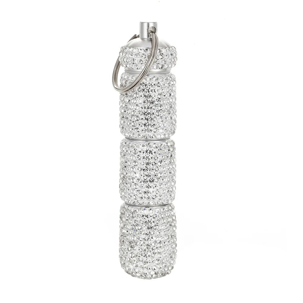 boîte pilules portable strass argent rose bleu rouge moderne élégante porte clés