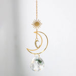 mobile solaire cristal lune étoiles fleurs décoration jardin intérieur suspendu boho romantique argent doré