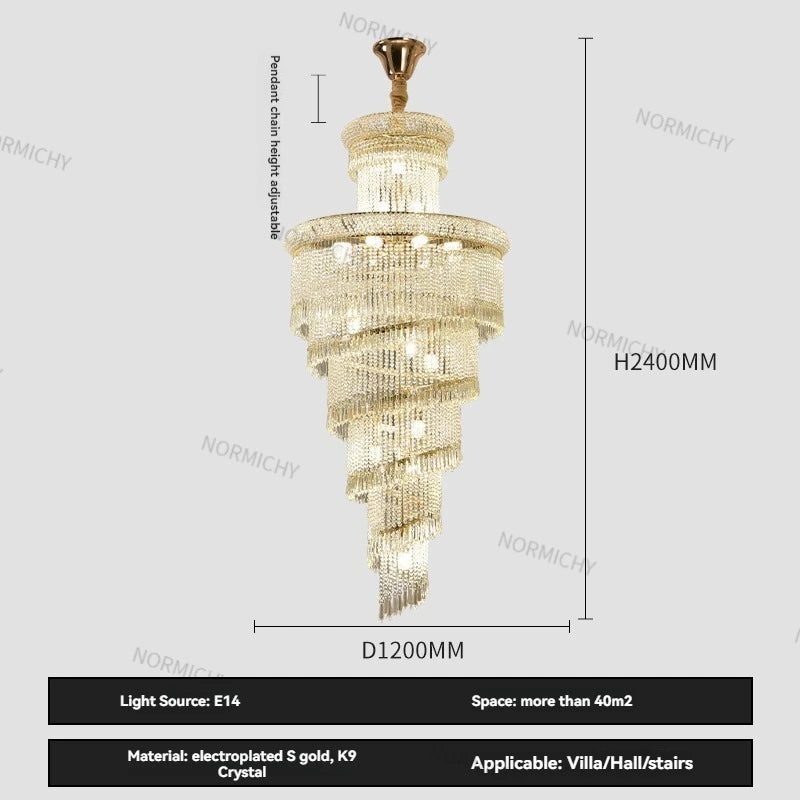 lustre suspendu cristal doré brillantes classique élégant haute luminosité encastrée