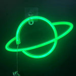 néon alien vert violet bleu rose planète saturne moderne lumineux fixations
