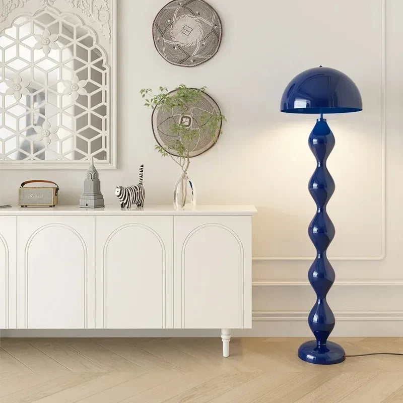lampe sol moderne spirale vert olive bleu marine rouge abat jour fer abs pvc