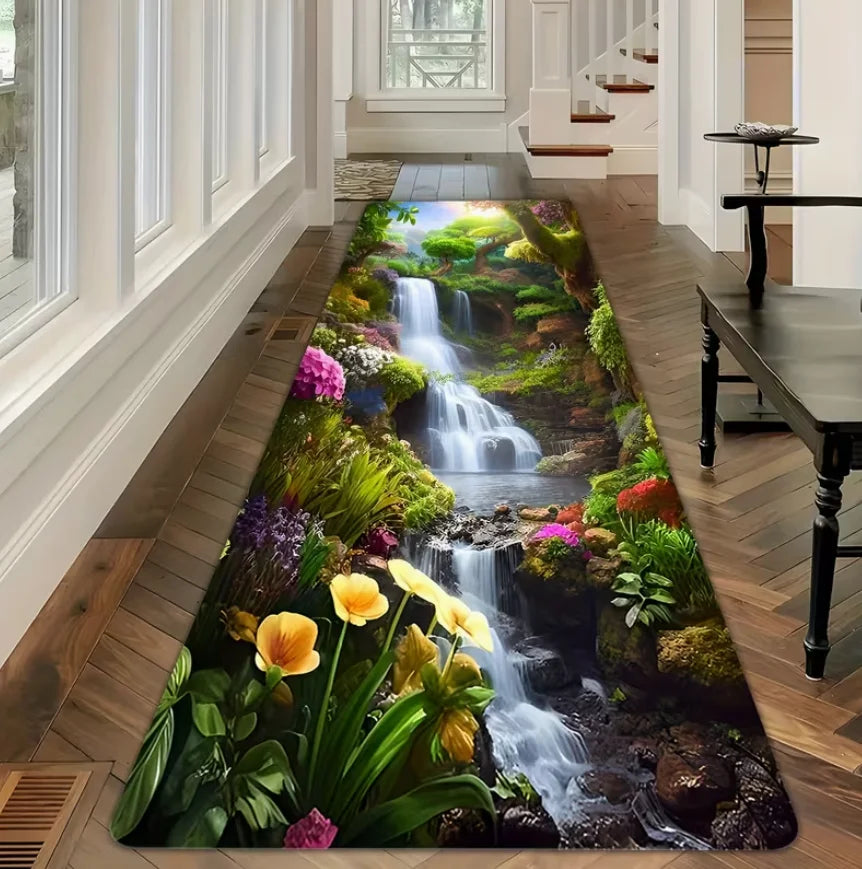 tapis moderne cascade fleurs naturelle salon décoration intérieure polypropylène polyester