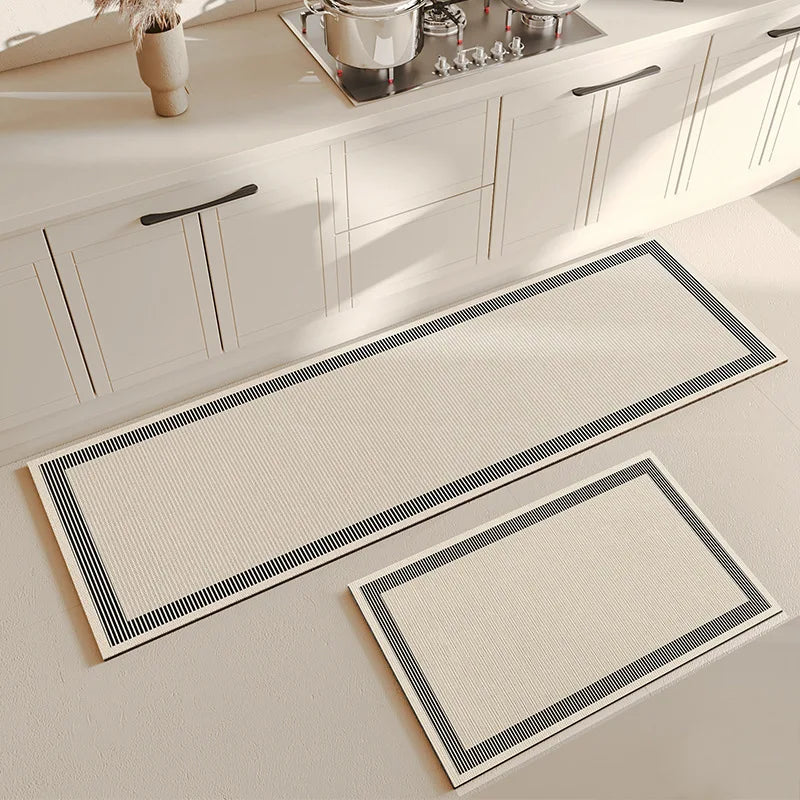 tapis sol gris blanc rayé antidérapant polyester flocage moderne minimaliste usage intérieur extérieur