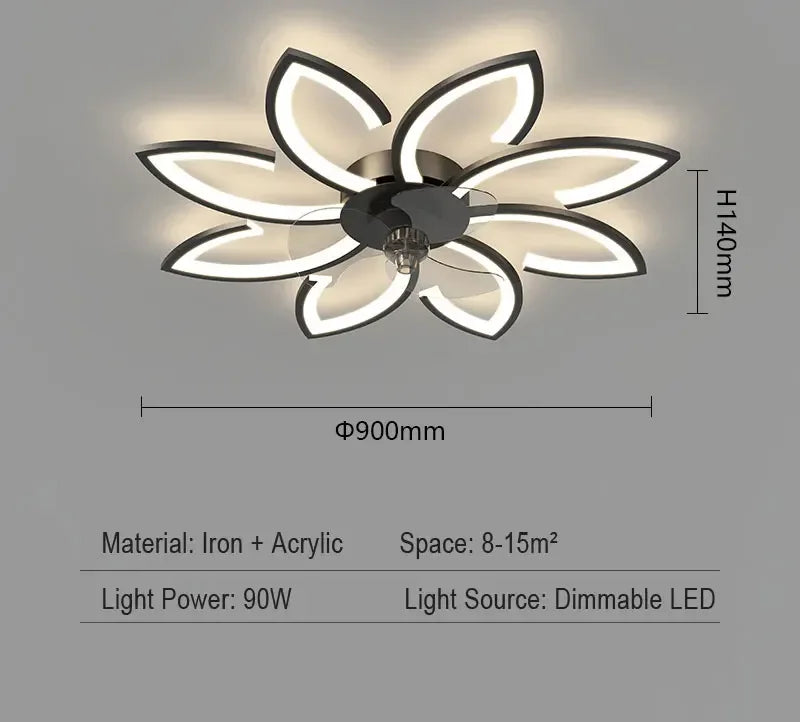 plafonnier moderne or noir feuilles stylisées led télécommande flux lumineux 2000 82000 tension 110