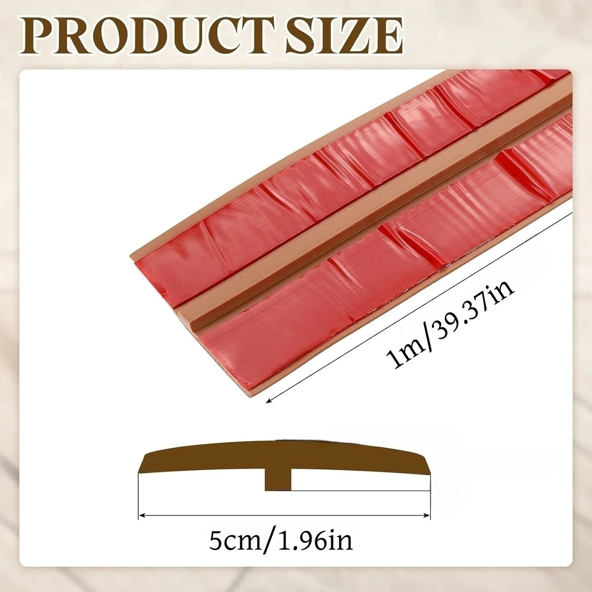 bande transition sol PVC 1m large 5cm adhésive moderne lisse bois gravé beige brun