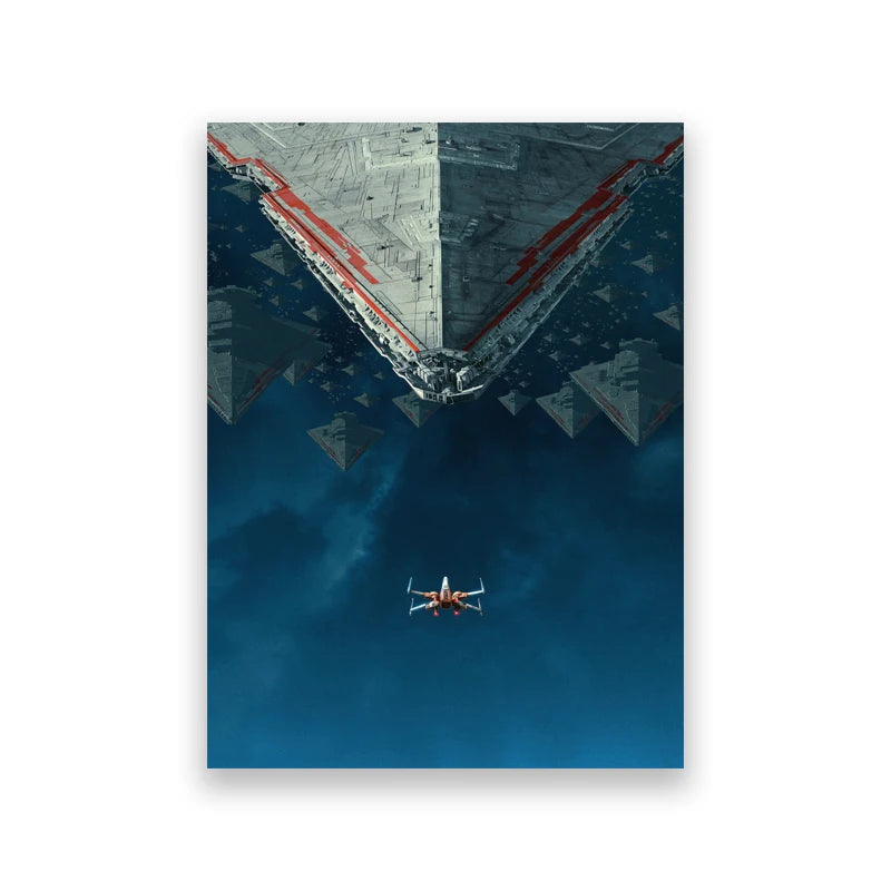 peinture murale star wars vaisseau spatial nuages triangles moderne scénique toile grande taille decoration