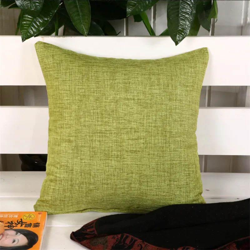 housse coussin carré texture tissée rustique couleur beige orange vert olive