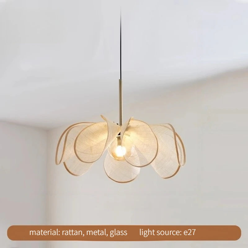 lampe suspendue tissu beige texture lin moderne chambre salon restaurant lumière E27