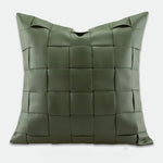 housse coussin vert olive motif géométrique contemporain polyester respectueux environnement coussin