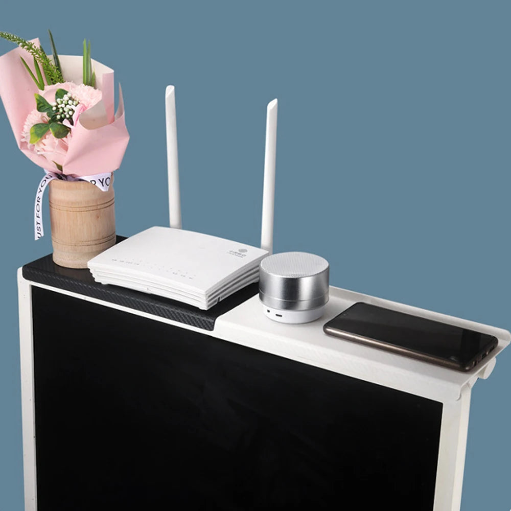 support mural rangement écran ordinateur portable tablette smartphone enceinte fleurs salon