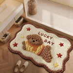 tapis décoratif intérieur antidérapant motifs animaux ours chat enfantin texture poilue