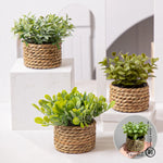 plante artificielle vert clair feuilles simples pot paille rustique décoration intérieure externe exposée