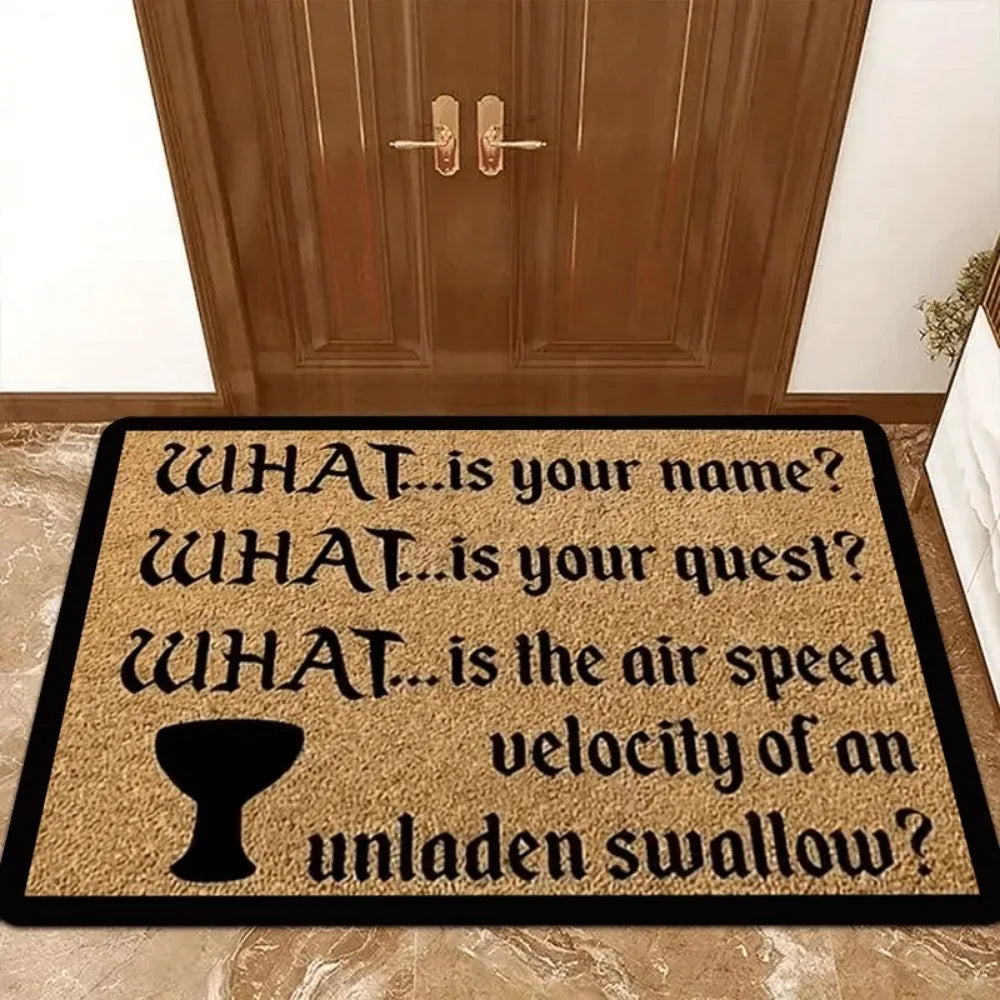 tapis d'entrée marron clair noir texte imprimé coquillage antidérapant moderne salon chambre coucher