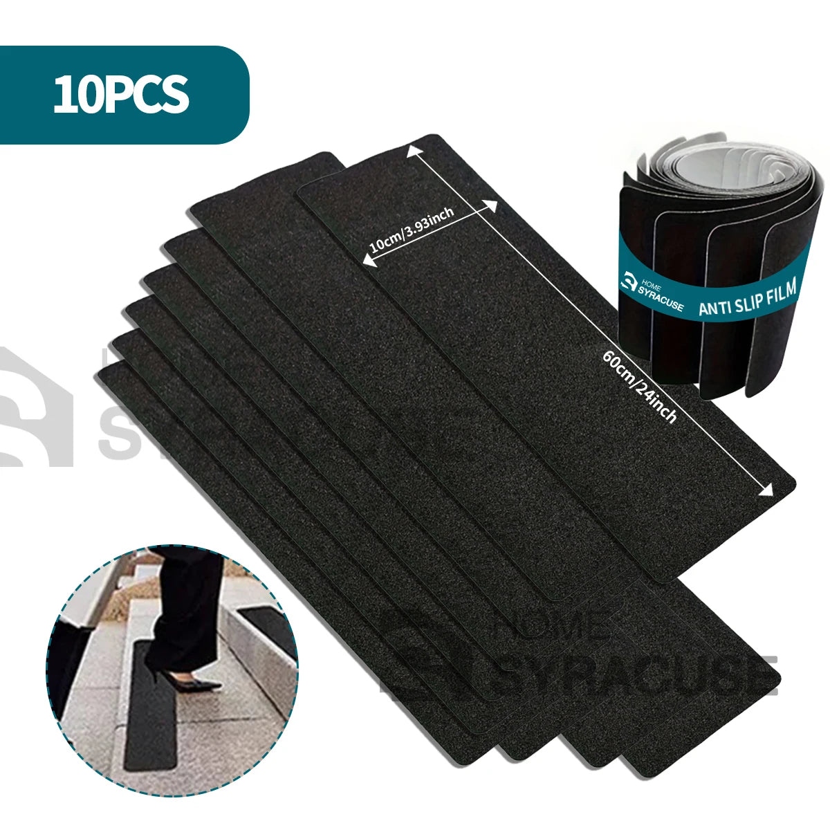 tapis antidérapant noir grain sable moderne adhésif escaliers rampes intérieur extérieurrollable papier