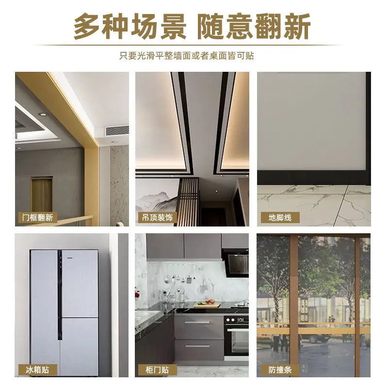 ruban decoratif adhesif or noir blanc marbre brillant moderne mur carrelage porte fenetre