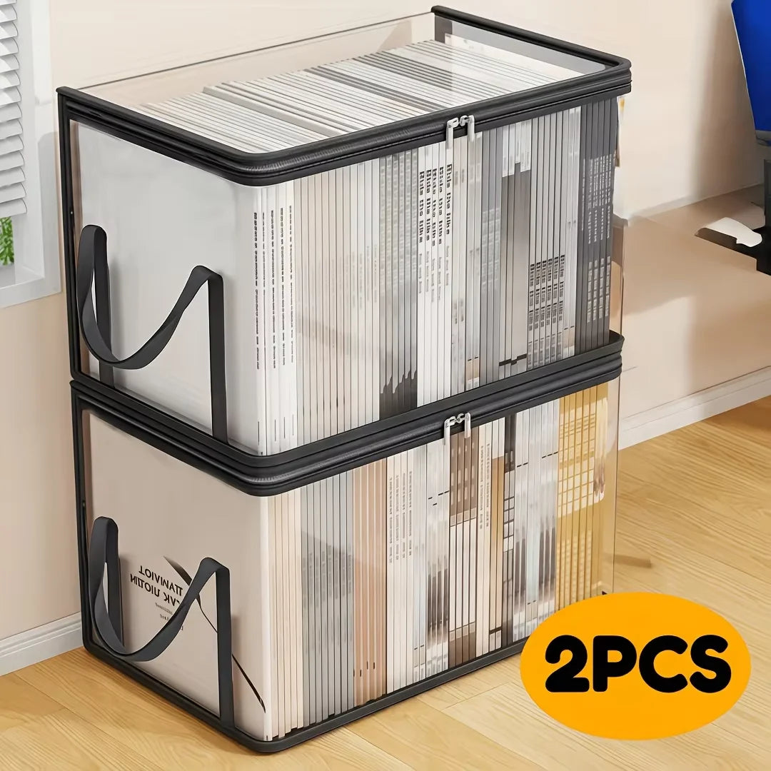 boîtes rangement transparentes poignées noires multifonctionnelles modernes maison